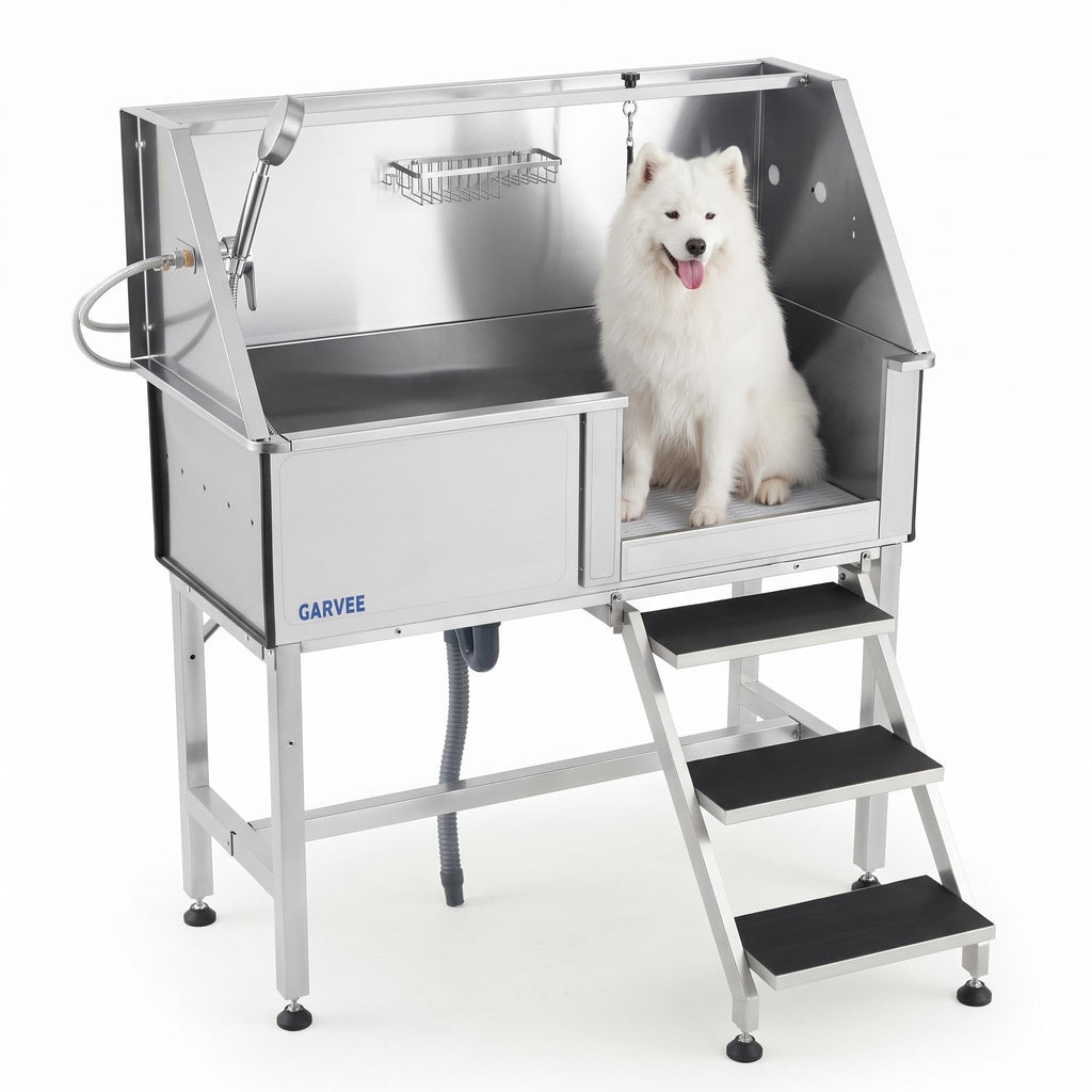 46 Inch Stainless Steel Dog Washing Station with Stair Z1660