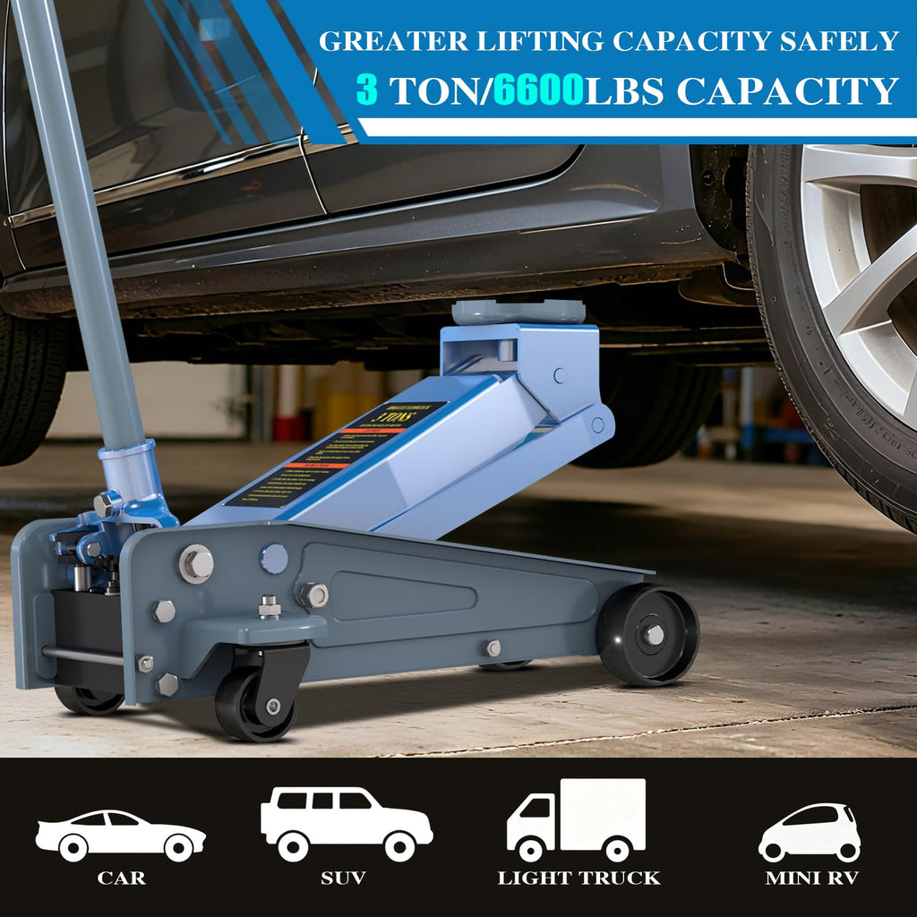 3 Ton Carbon Steel Floor Jack with Wheels N816400