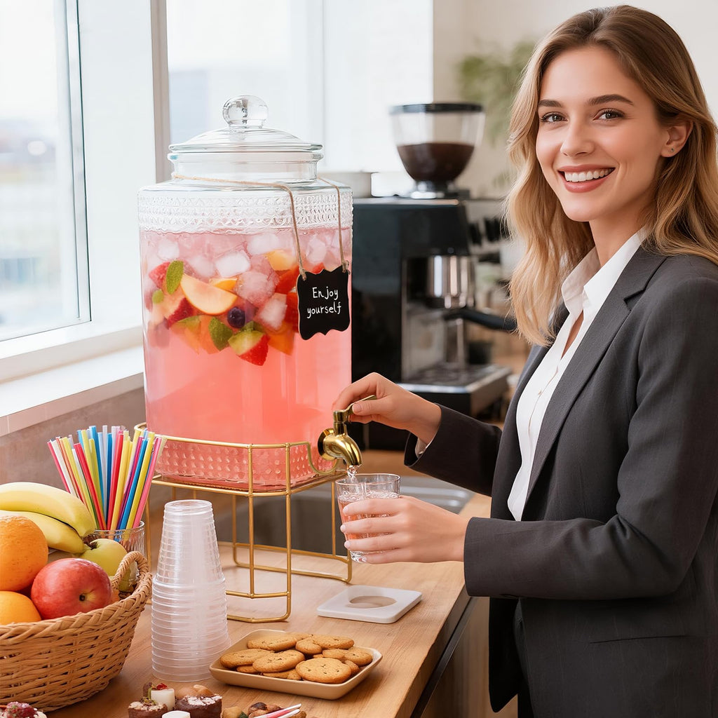 2 Gallon Stainless Steel Beverage Dispenser with Stand V23607