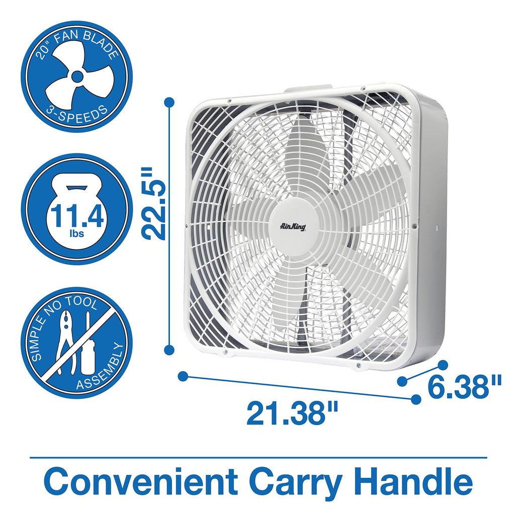 20-Inch 3-Speed Box Fan, White Y93083