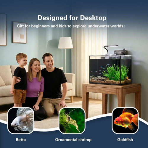 1.8 Gallon Fish Tank with Light Filter Lid Q2126