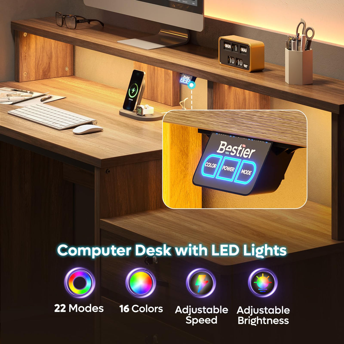 55-Inch Computer Desk with File Drawer O409977
