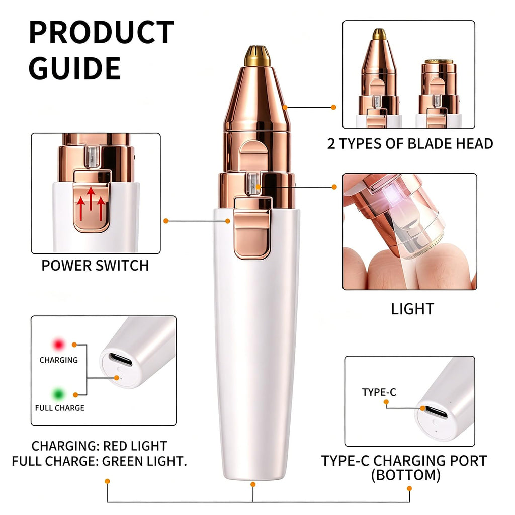 2 in 1 Electric Facial Hair Removal with LED Light V346