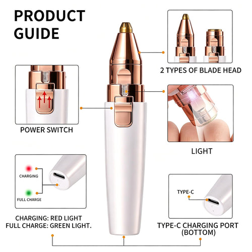 2 in 1 Electric Facial Hair Removal with LED Light V346