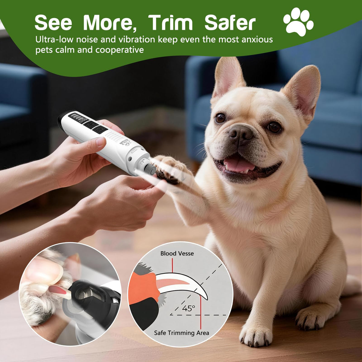 4-Speed Rechargeable Quiet Electric Dog Nail Grinder Z5097