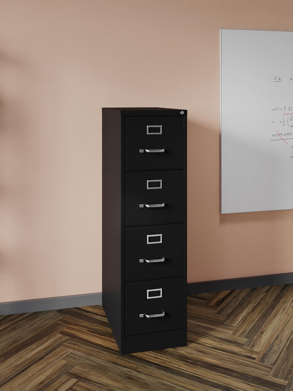 15" W 4 Drawer Vertical File Cabinet, Black, Letter F463