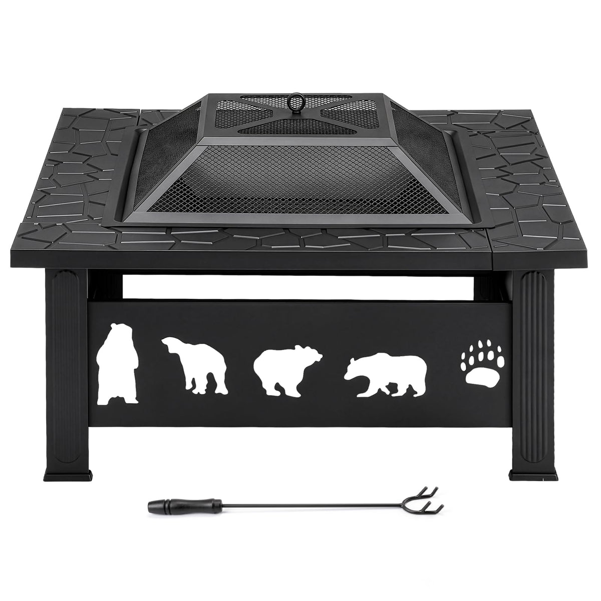 32 Inch Square Wood Burning Fire Pit Table L65190