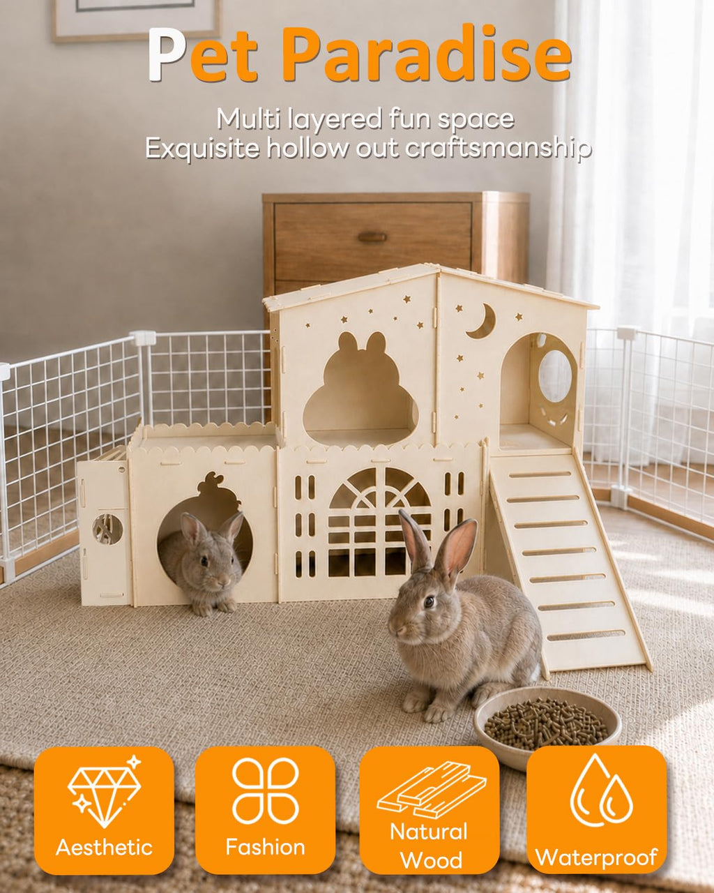 2-Story Wooden Rabbit House M287