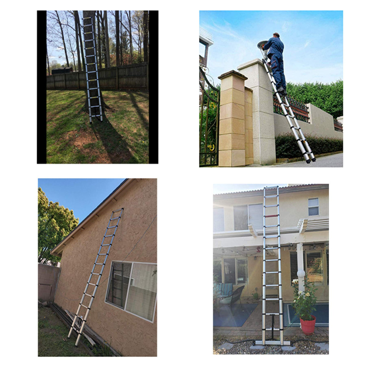 Aluminum Telescopic Extension Ladder 330 lbs Capacity 14.5FT F772