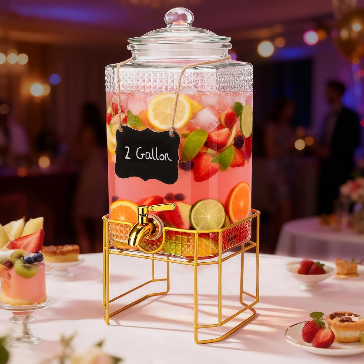2 Gallon Stainless Steel Beverage Dispenser with Stand V23607