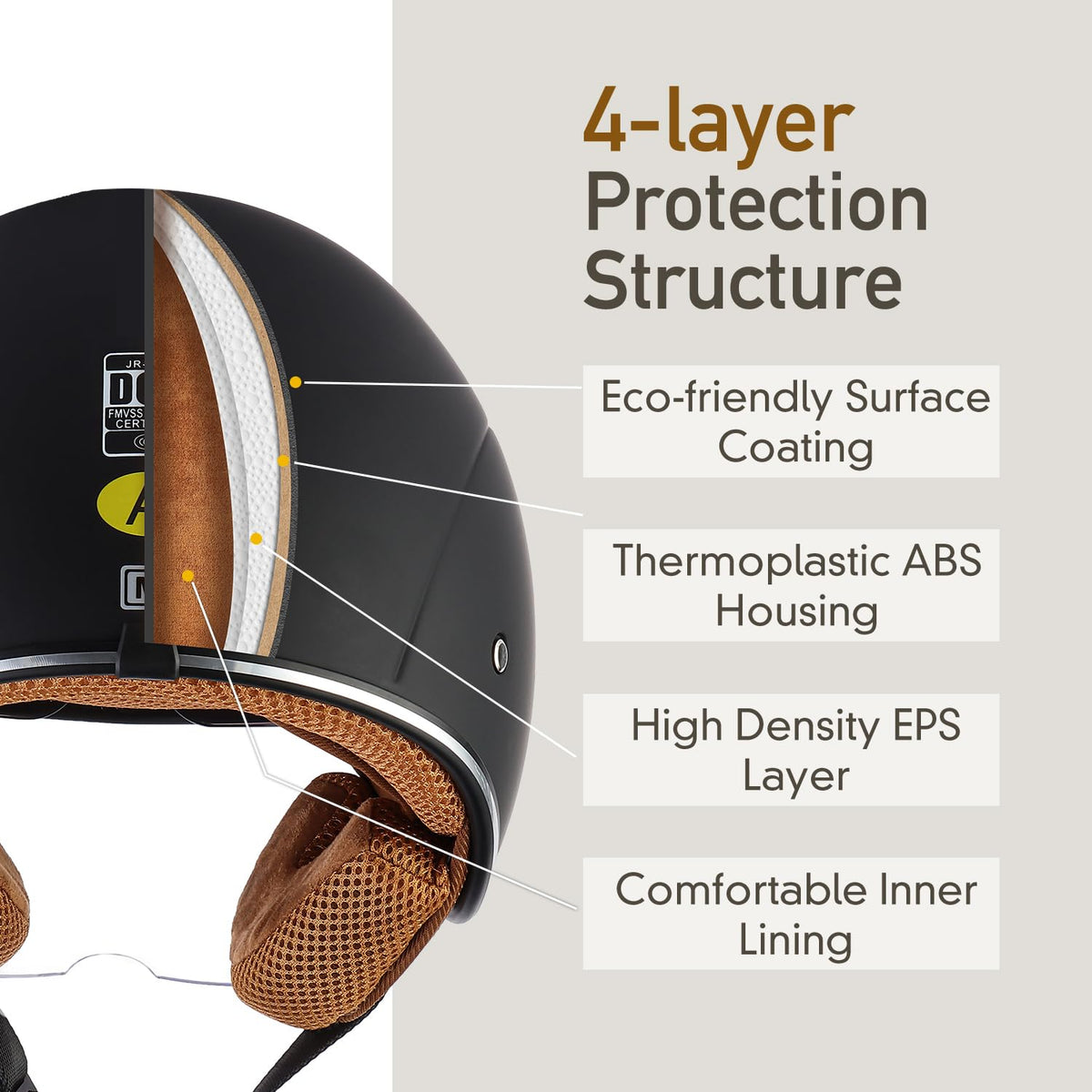 3/4 Open Face Motorcycle Helmet Dual Visors DOT Approved I170087