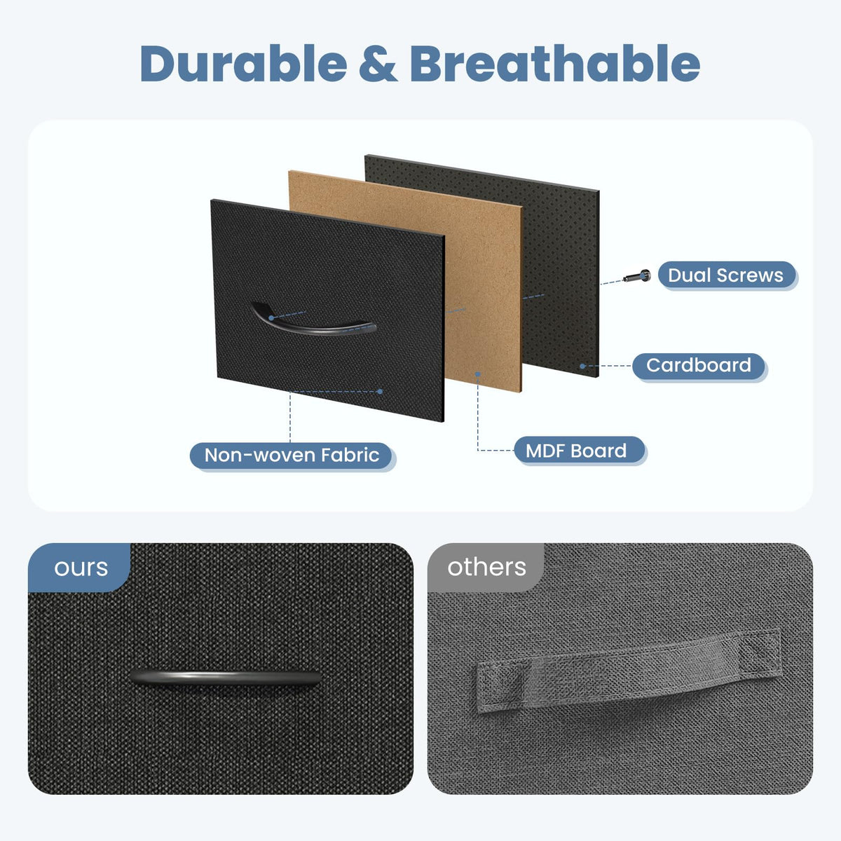 Black 8 Fabric Drawer Dresser with Wood Top U821195
