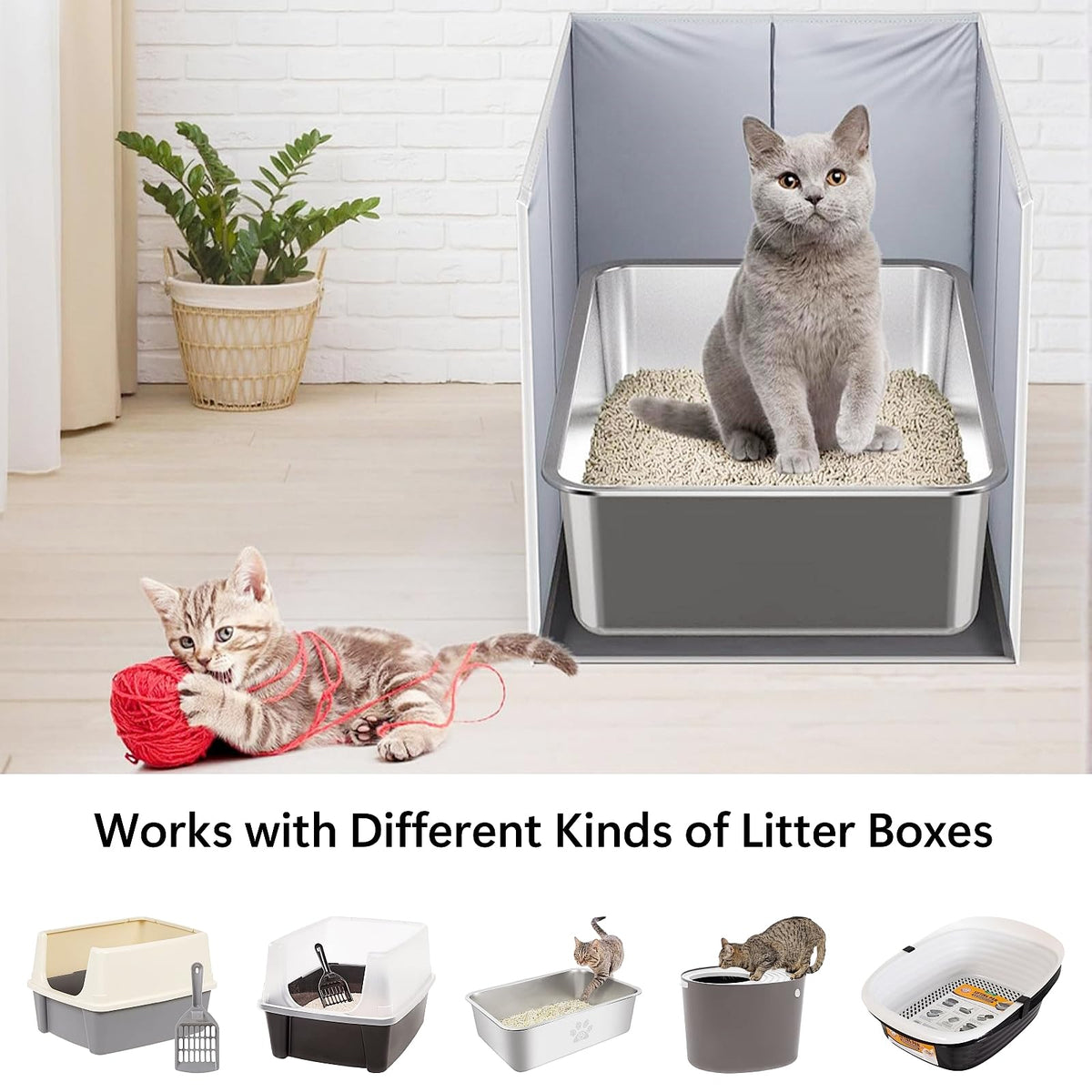 Extra Large Open Top High Sided Cat Litter Box Enclosure D6629
