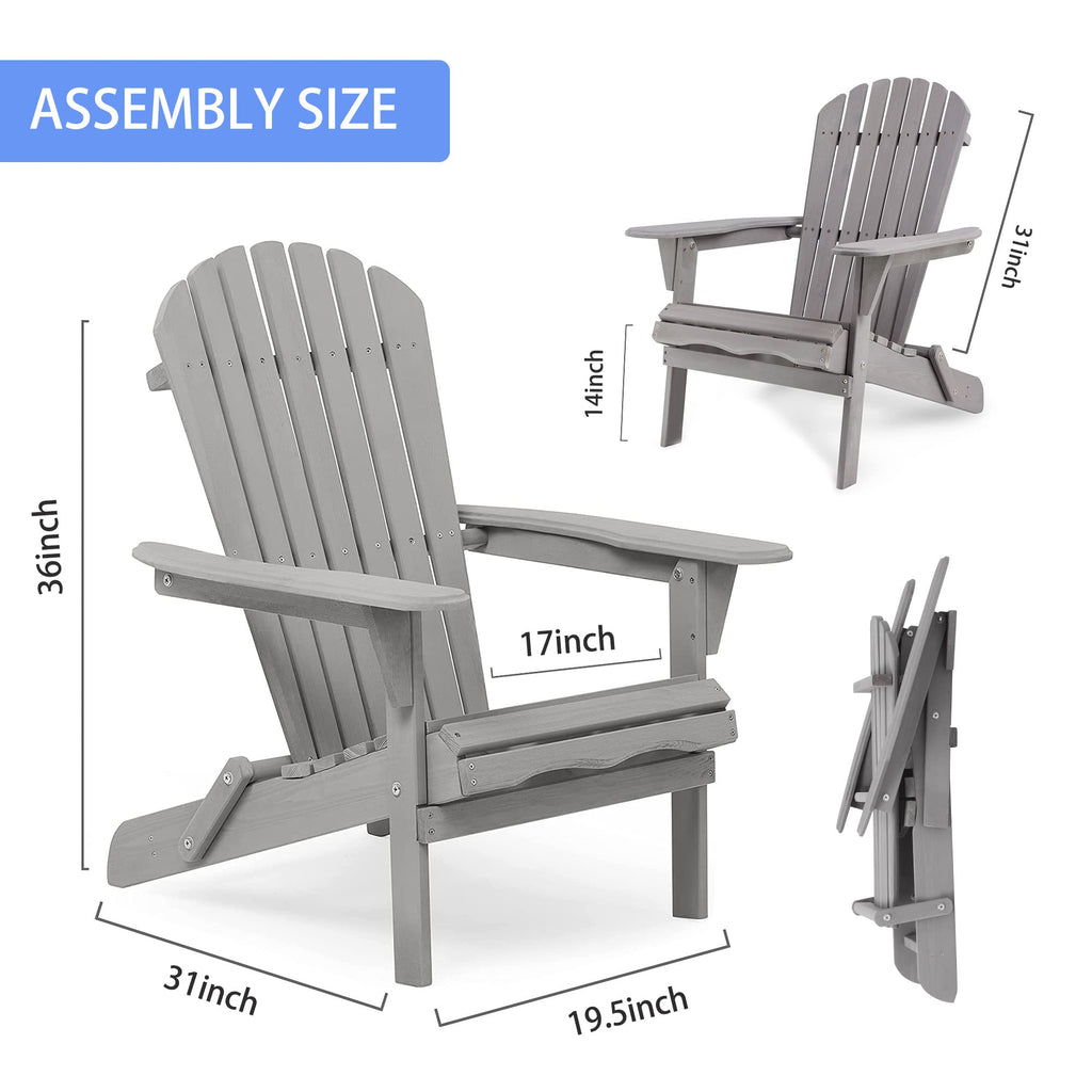 Wooden Folding Adirondack Chair Set of 2 Solid Cedar A420012