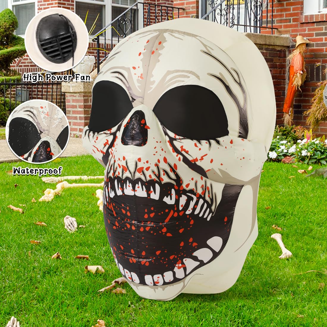 4 FT Halloween Inflatables Skull Outdoor Decorations F2015
