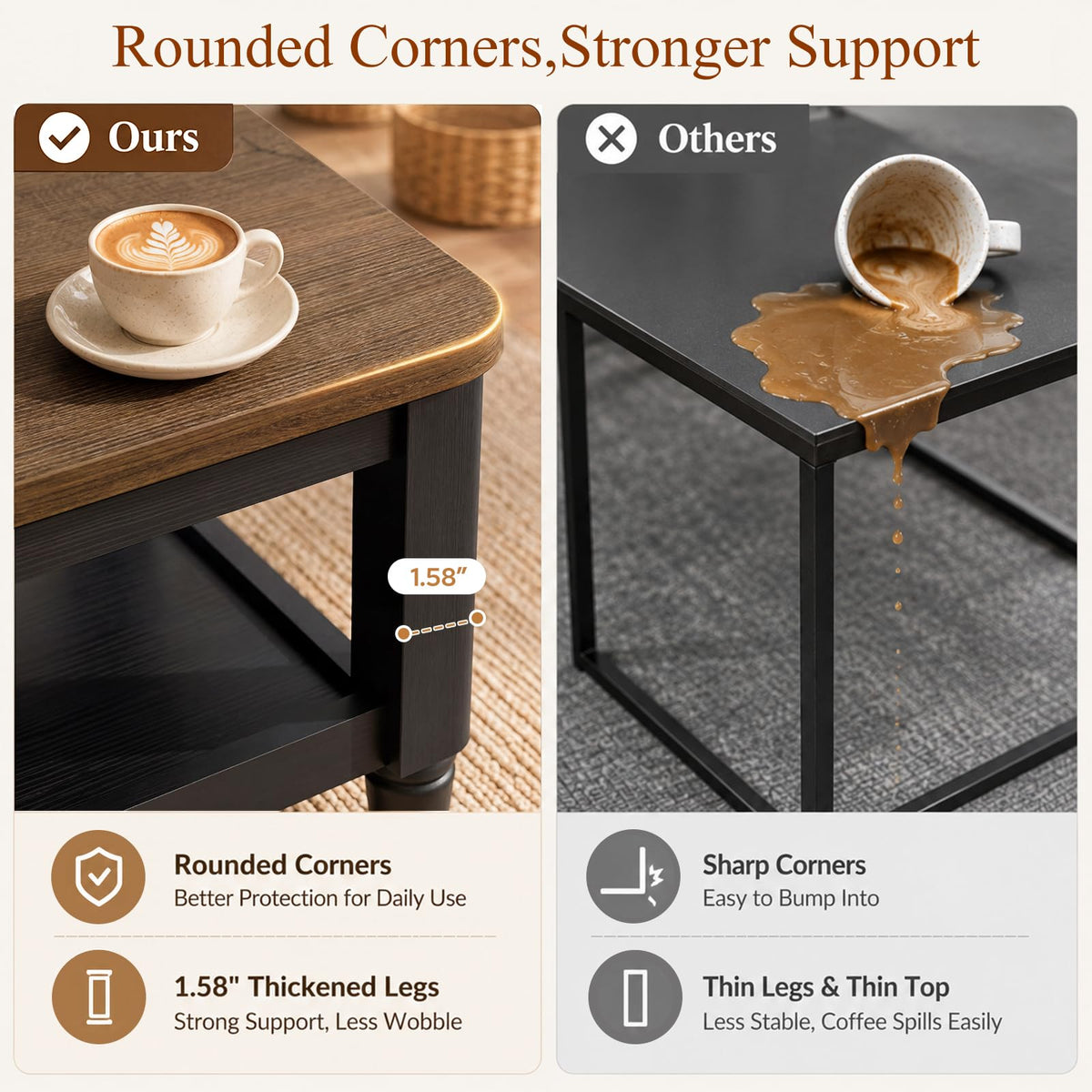 40" Black Coffee Table I325