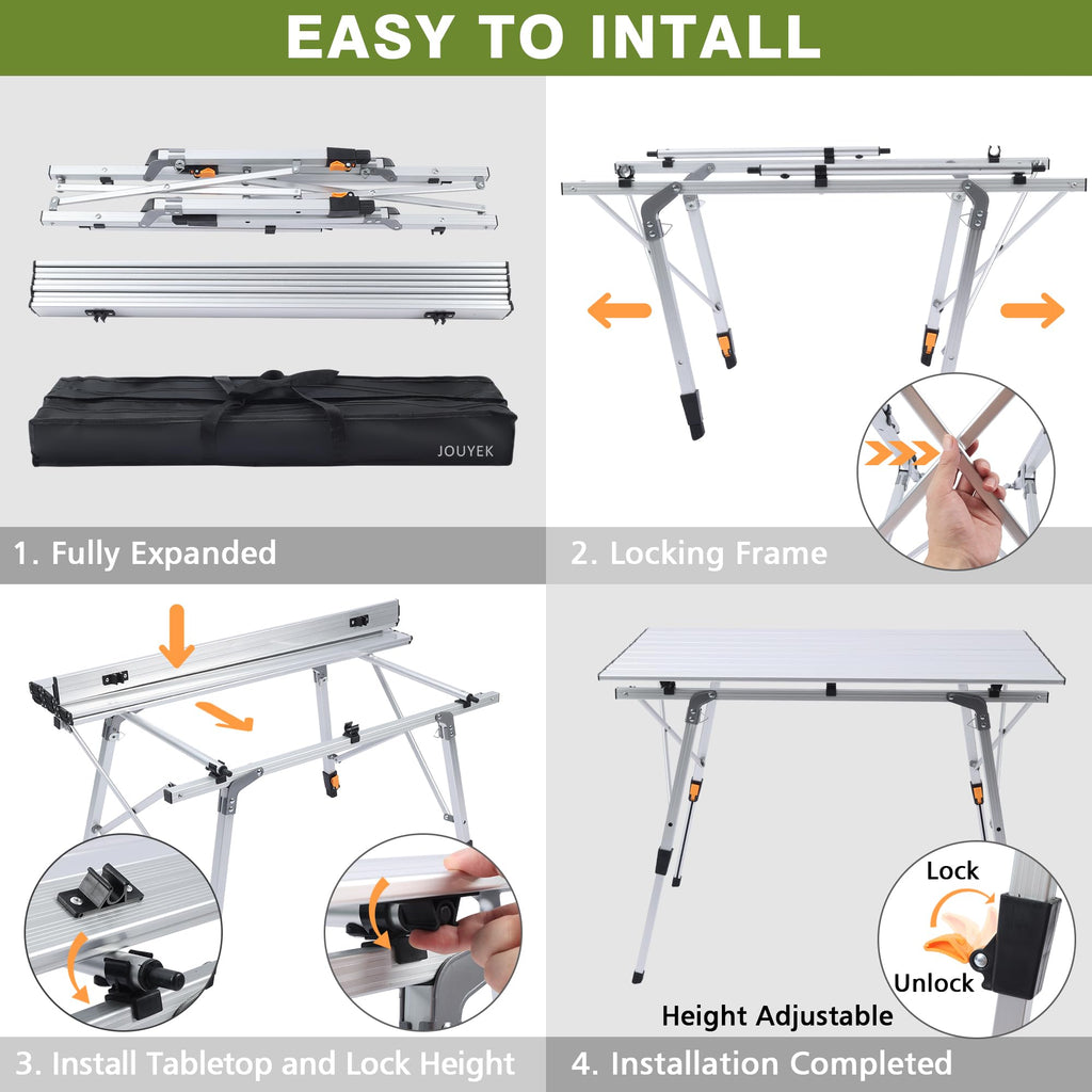 Lightweight Aluminum Folding Camping Table White P6878