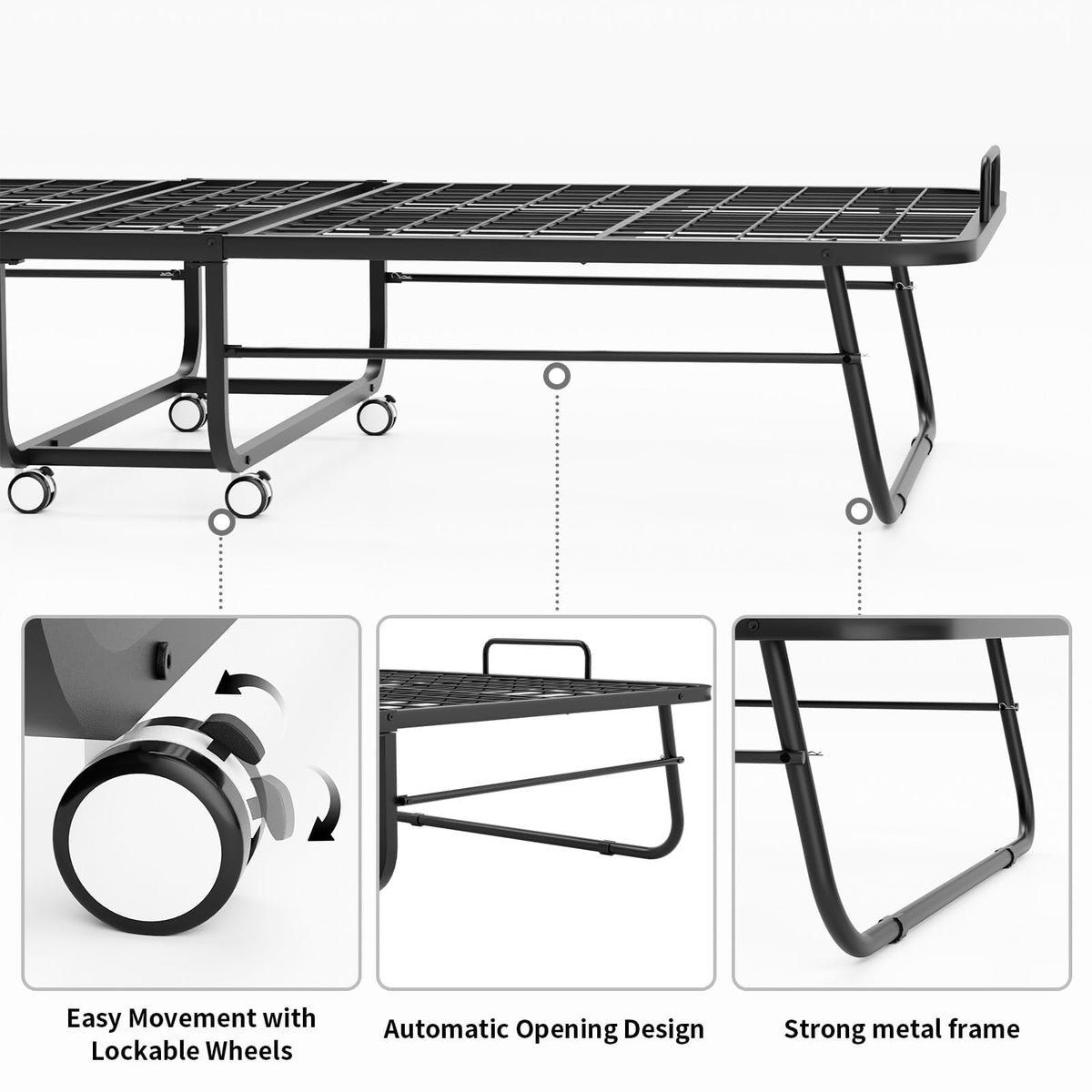 Folding Bed with Memory Foam Mattress M37682