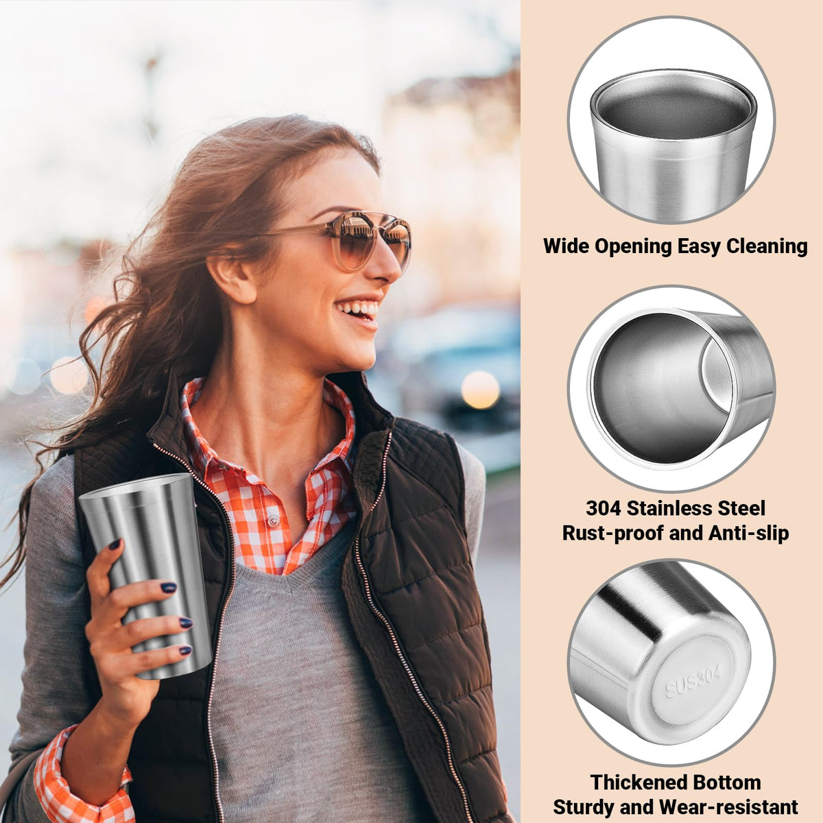 16 oz Stainless Steel Insulated Tumbler 8 Pack P3666