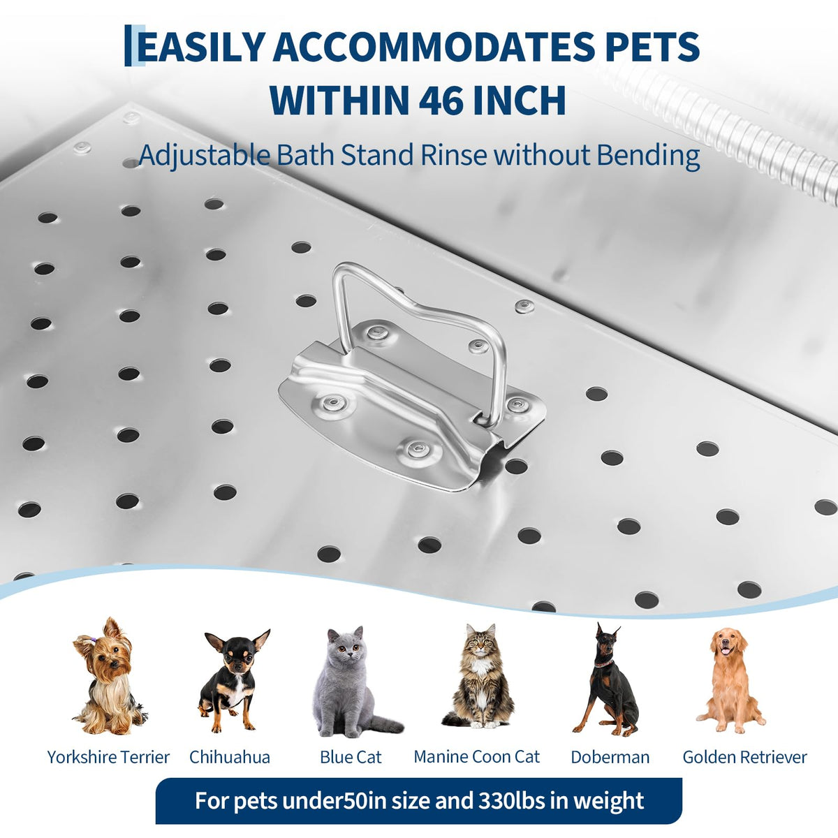 46 Inch Stainless Steel Dog Washing Station with Stair Z1660