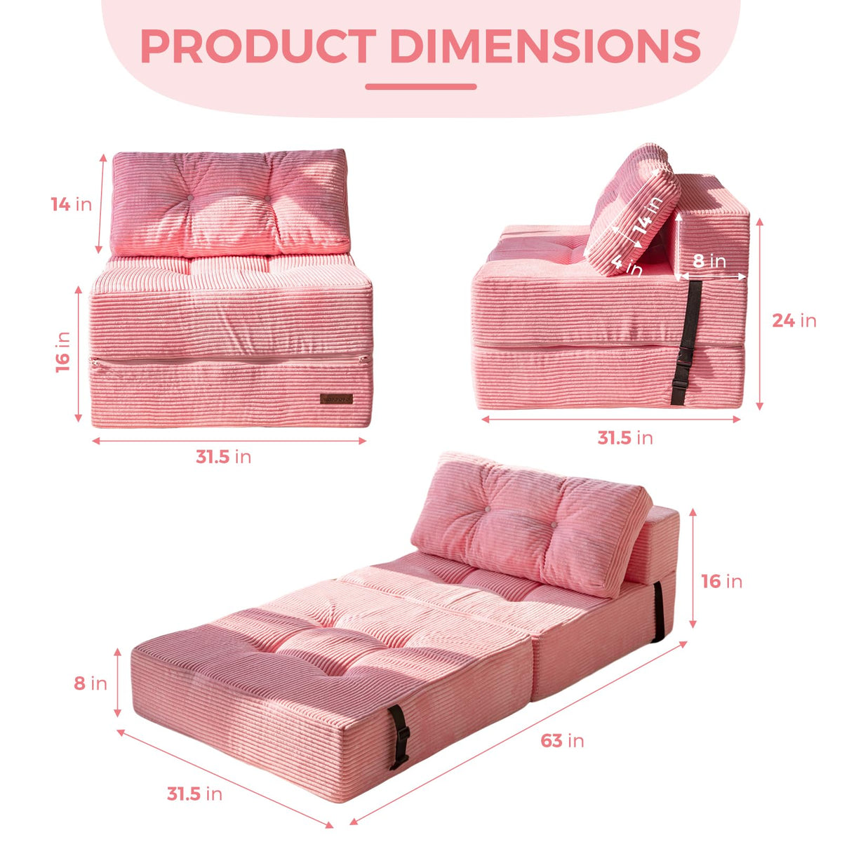 Folding Sofa Bed with Pillow L10746