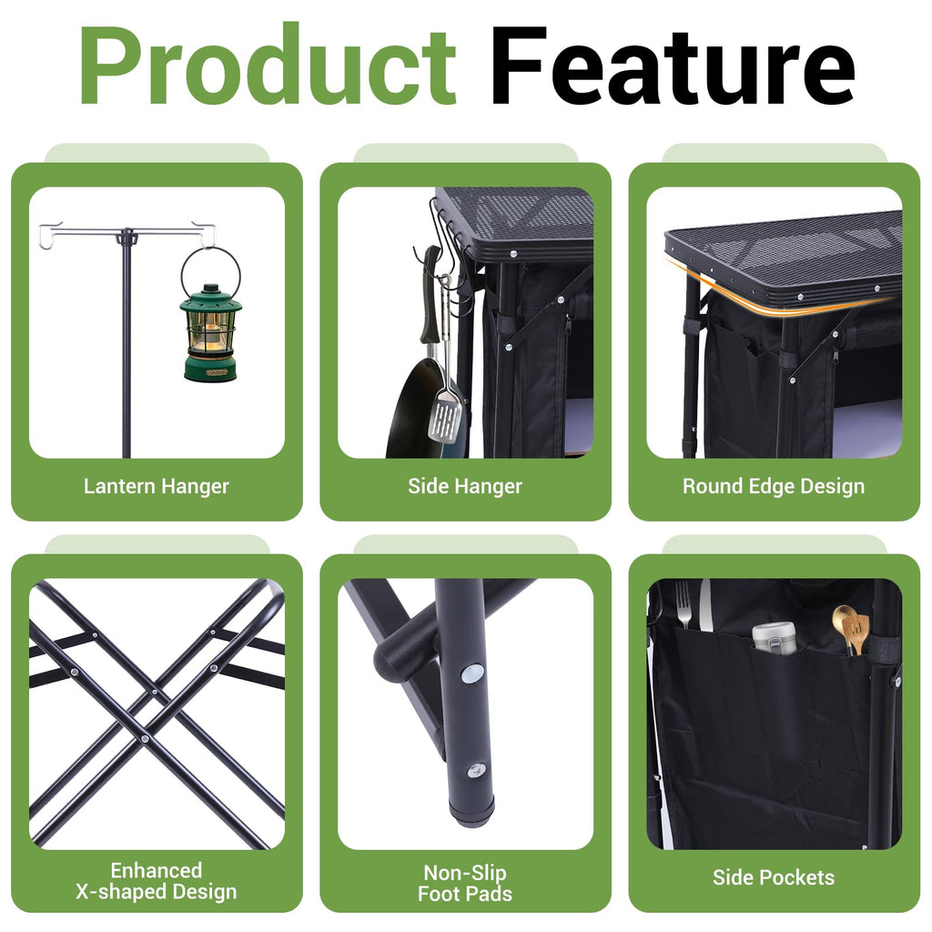 Black Portable Folding Camping Table V6347