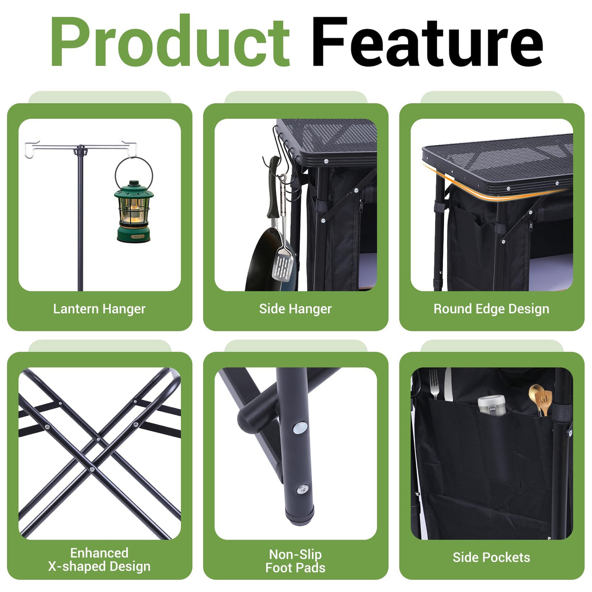 Black Portable Folding Camping Table V6347