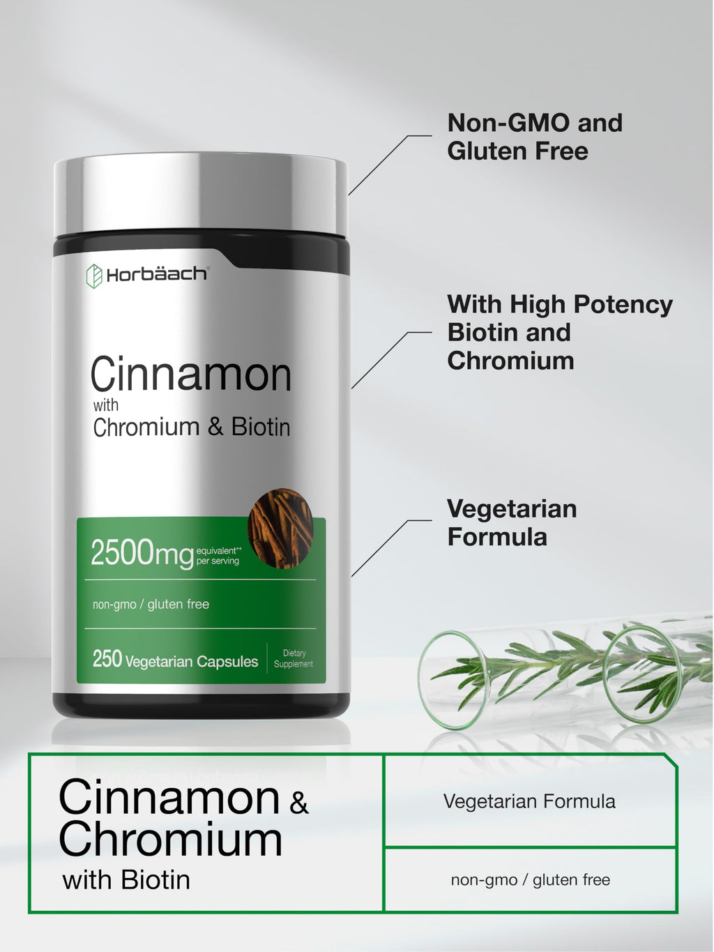 Cinnamon with Chromium & Biotin 250 Capsules K26964
