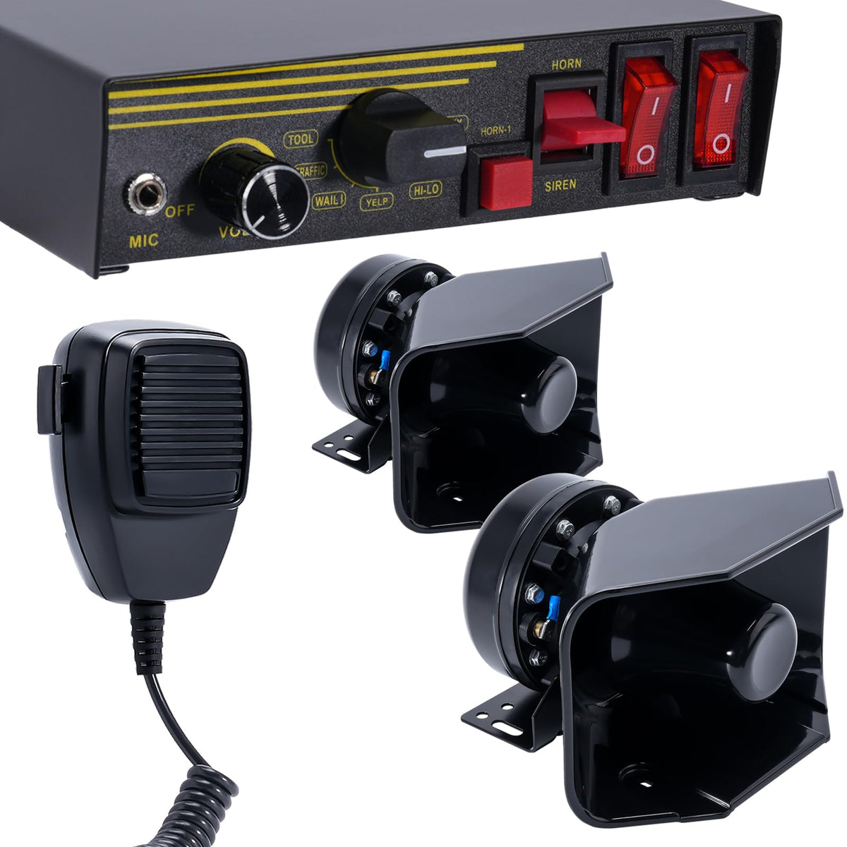 12V 400W 9 Tones Emergency Siren PA System with Microphone G7667