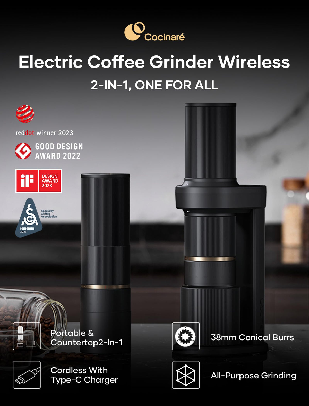 Electric Portable Burr Coffee Grinder U975896