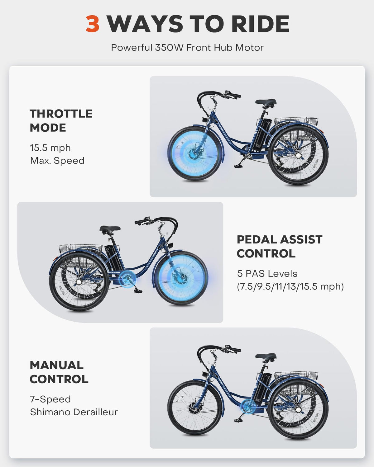 Electric Trike 7 Speed T329