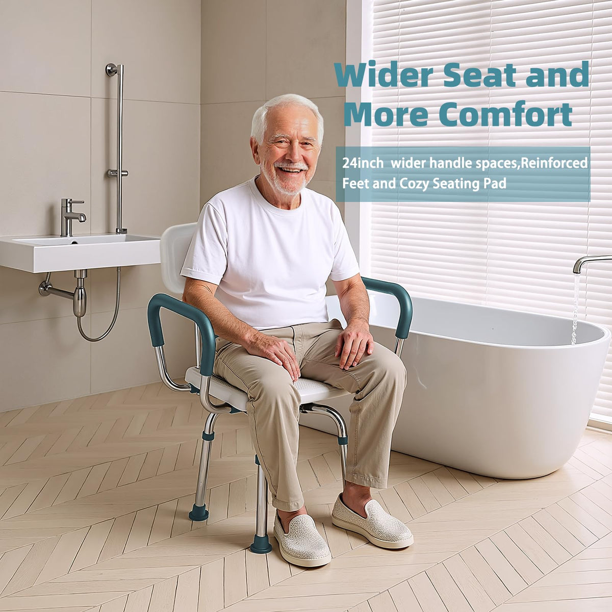 Heavy Duty Swivel Shower Chair with Arms and Back B61009