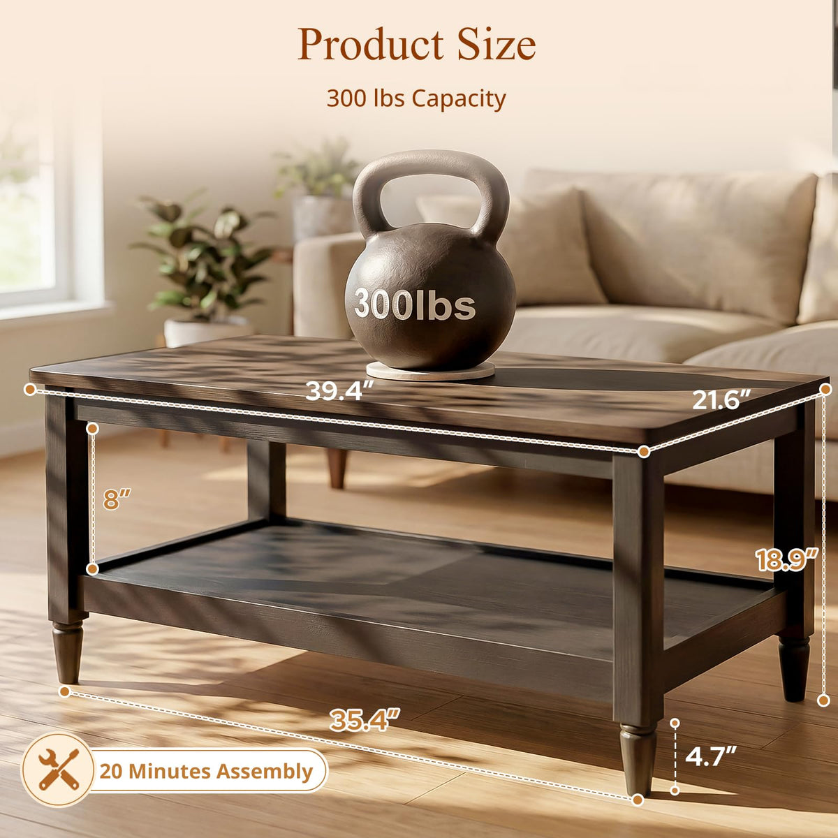 40" Black Coffee Table I325