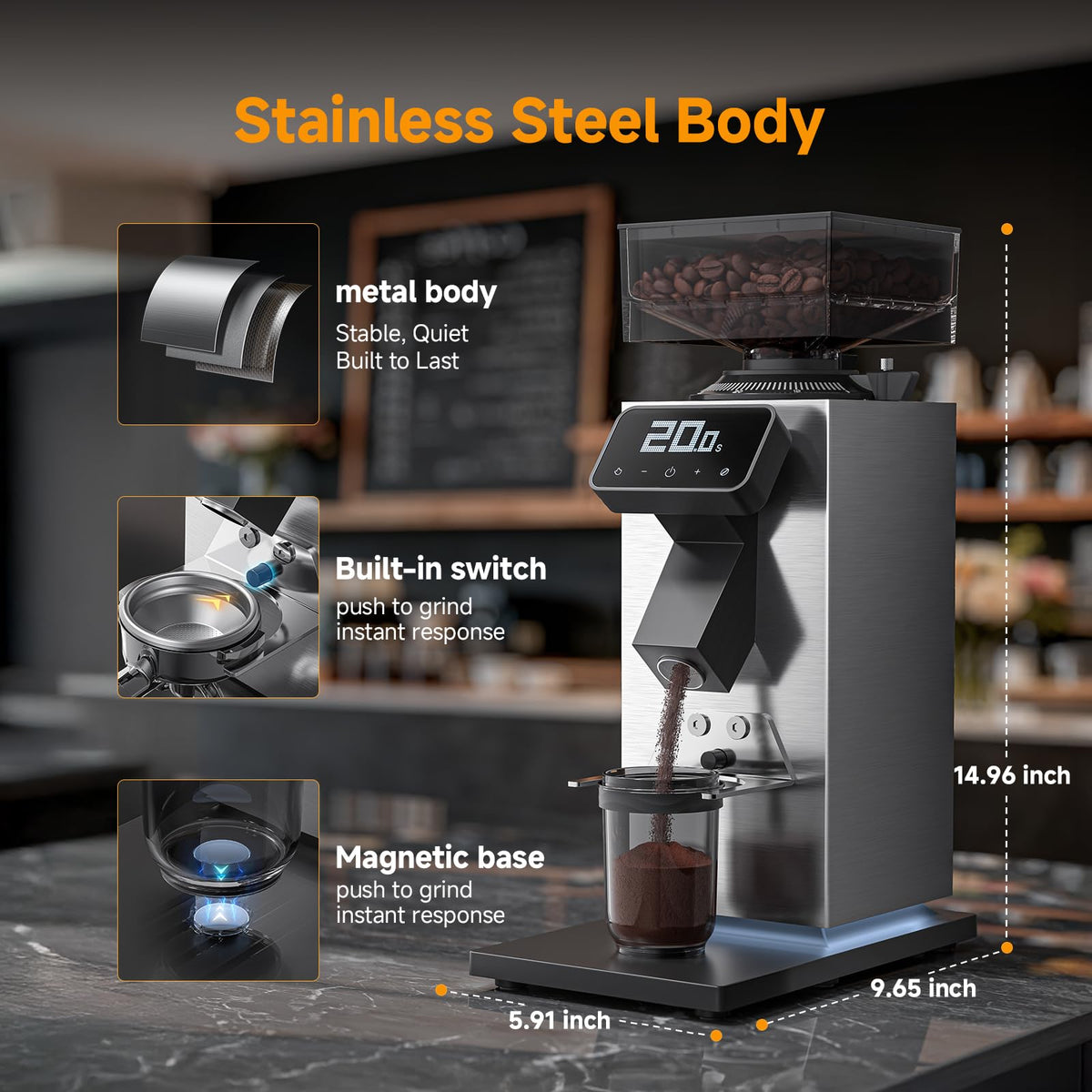 Commercial Flat Burr Espresso Bean Grinder M76335