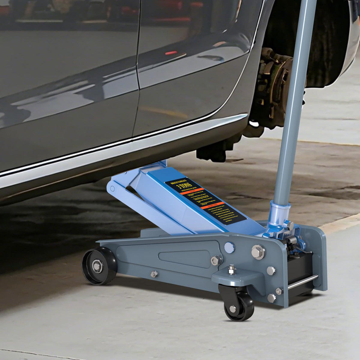 3 Ton Carbon Steel Floor Jack with Wheels N816400