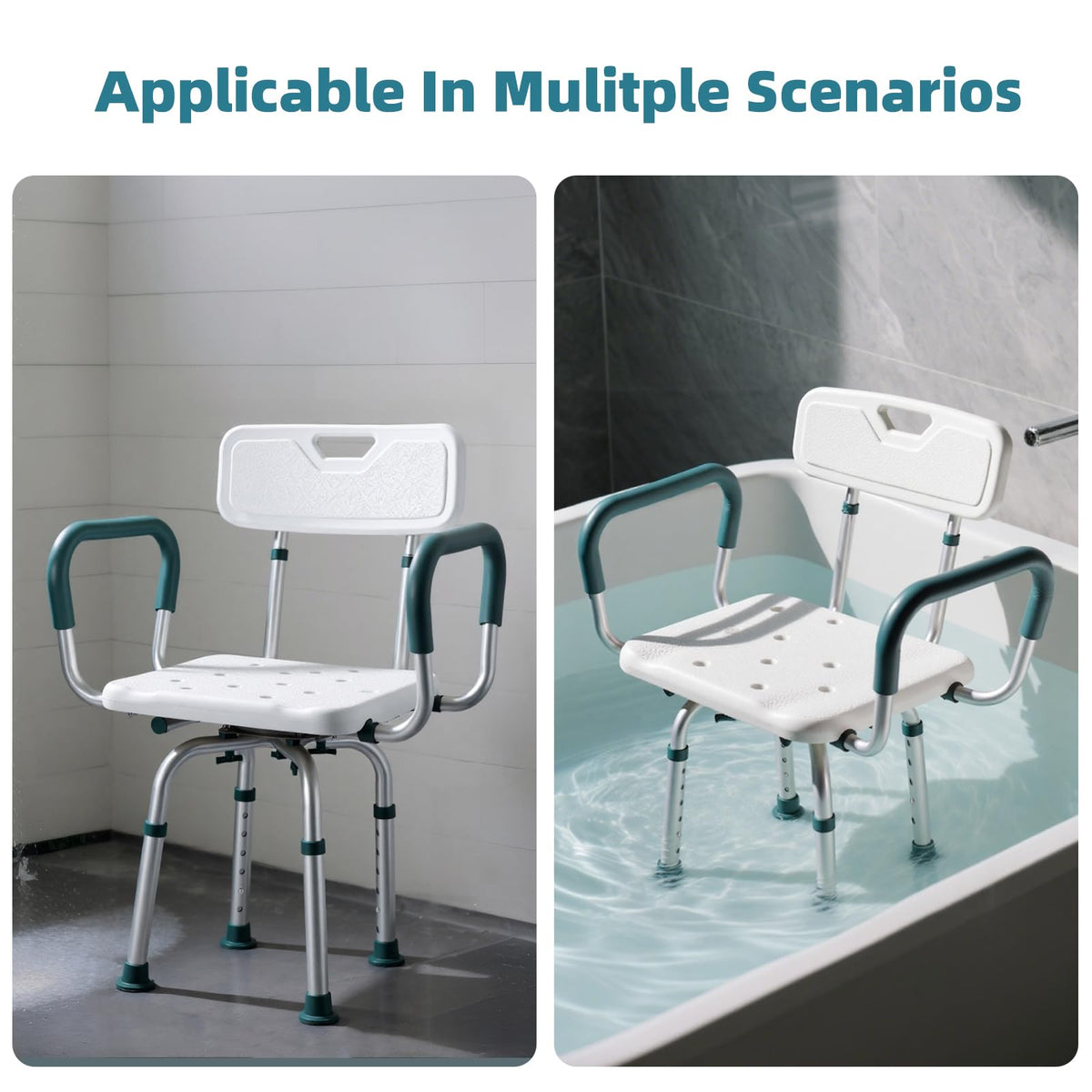 Heavy Duty Swivel Shower Chair with Arms and Back B61009
