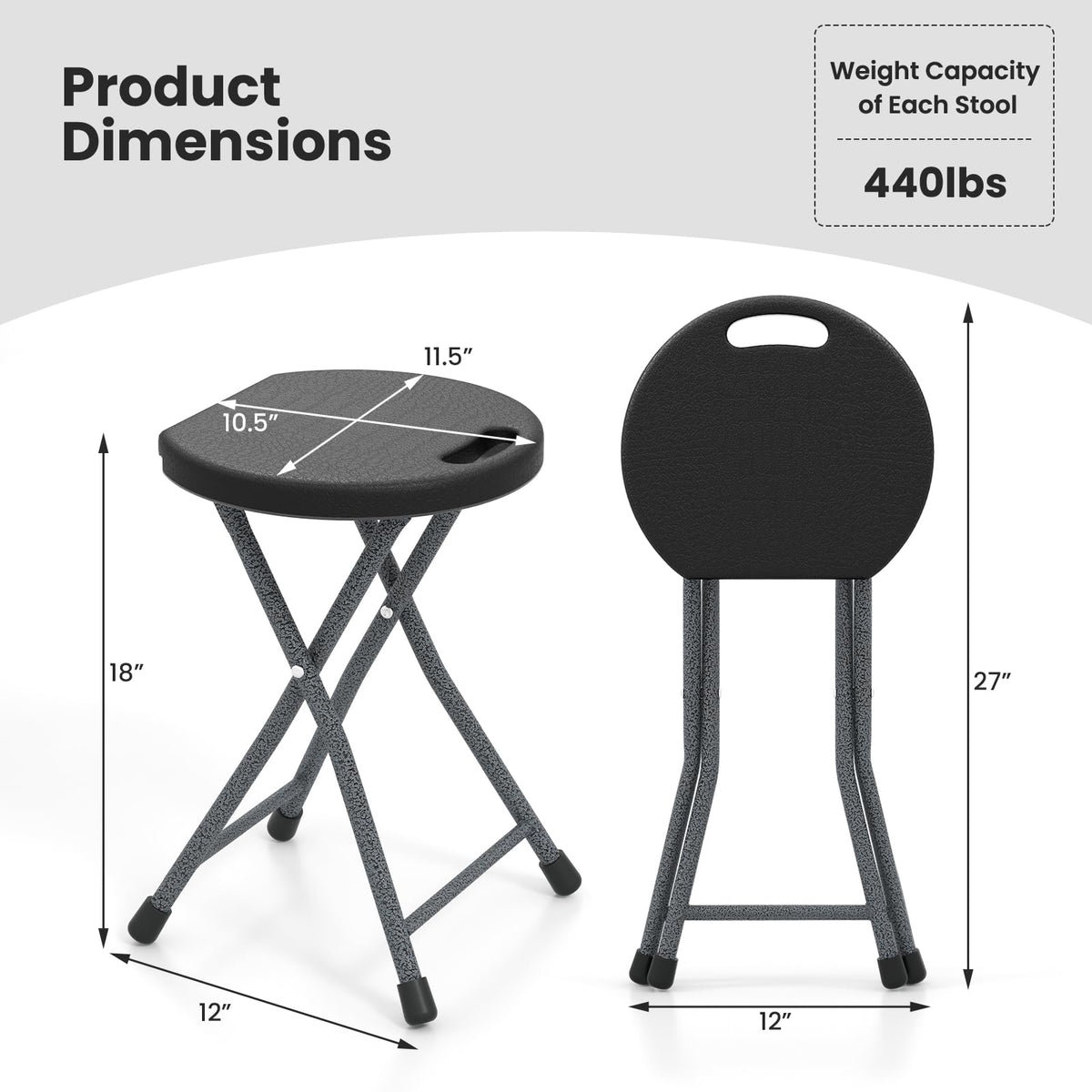 18 inch Folding Plastic Stool with Handle J6998