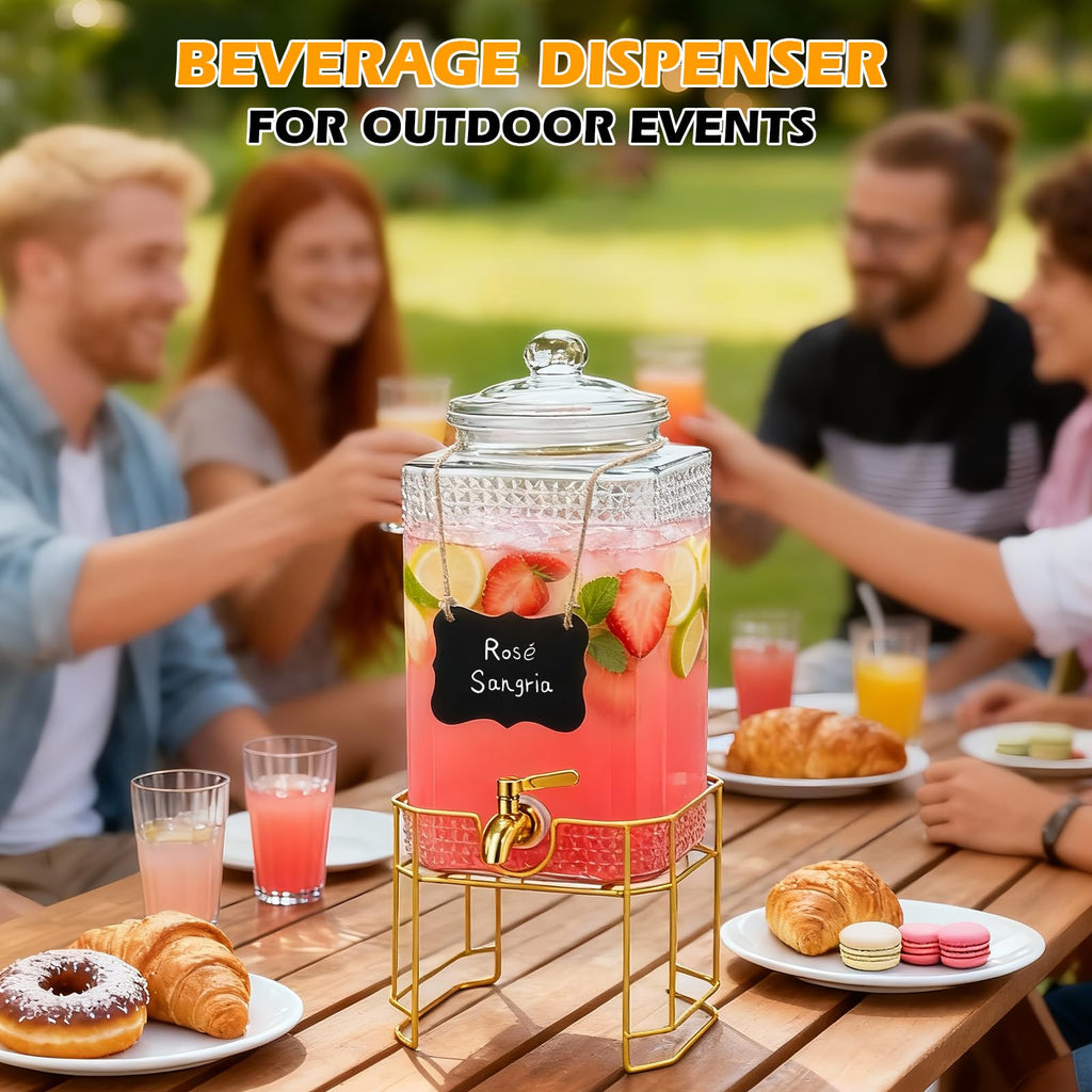 2 Gallon Stainless Steel Beverage Dispenser with Stand V23607
