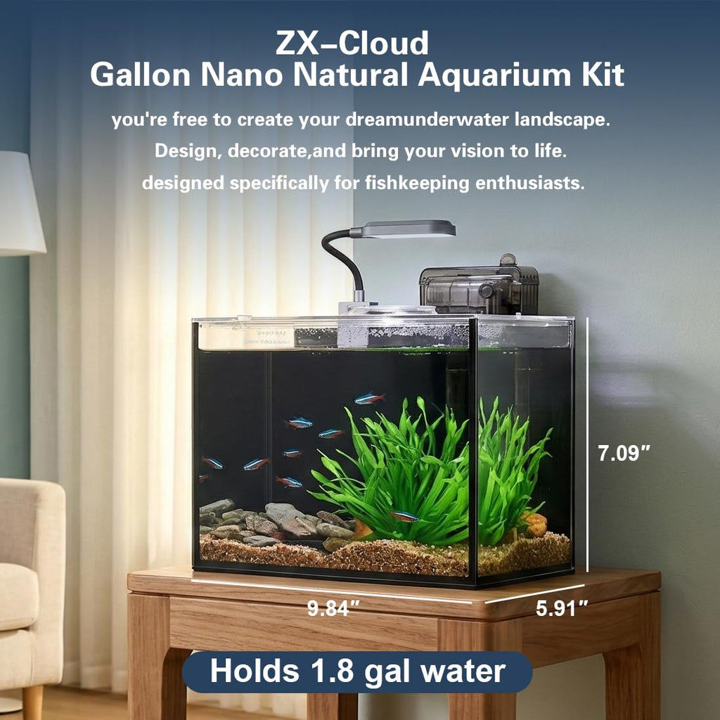 1.8 Gallon Fish Tank with Light Filter Lid Q2126