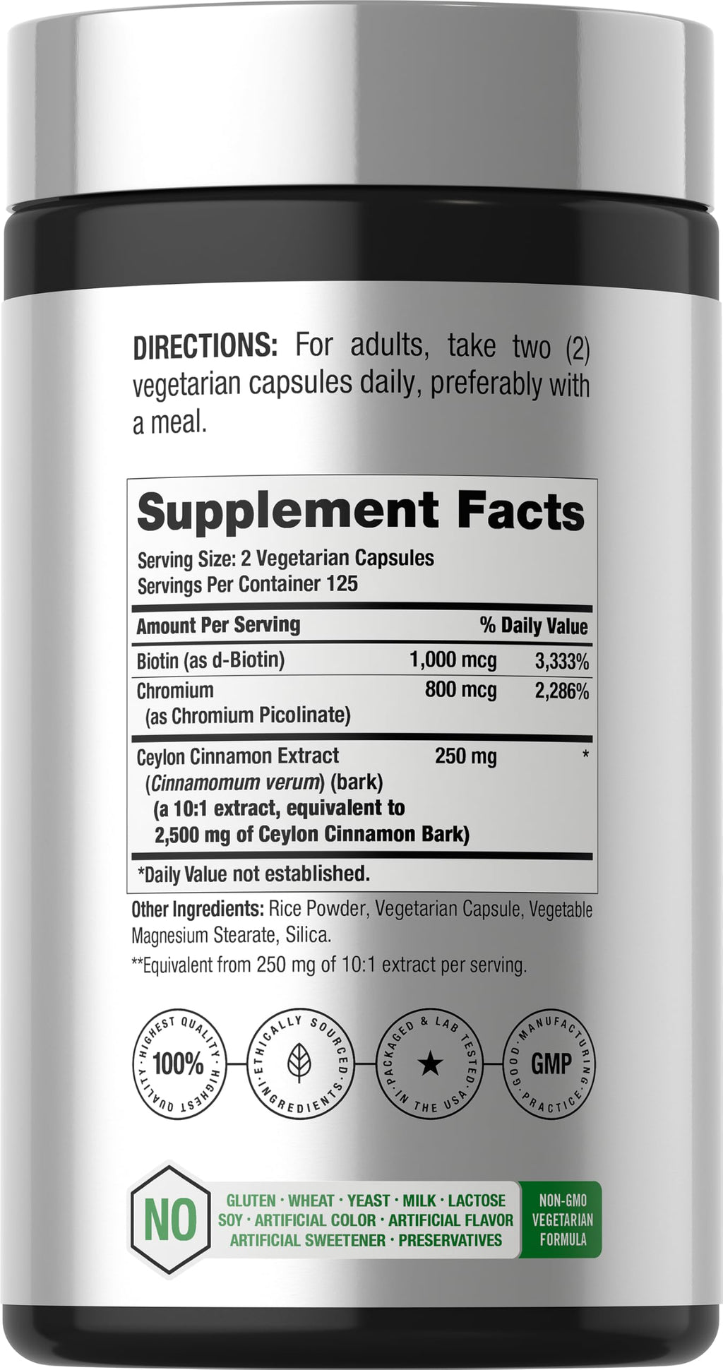 Cinnamon with Chromium & Biotin 250 Capsules K26964