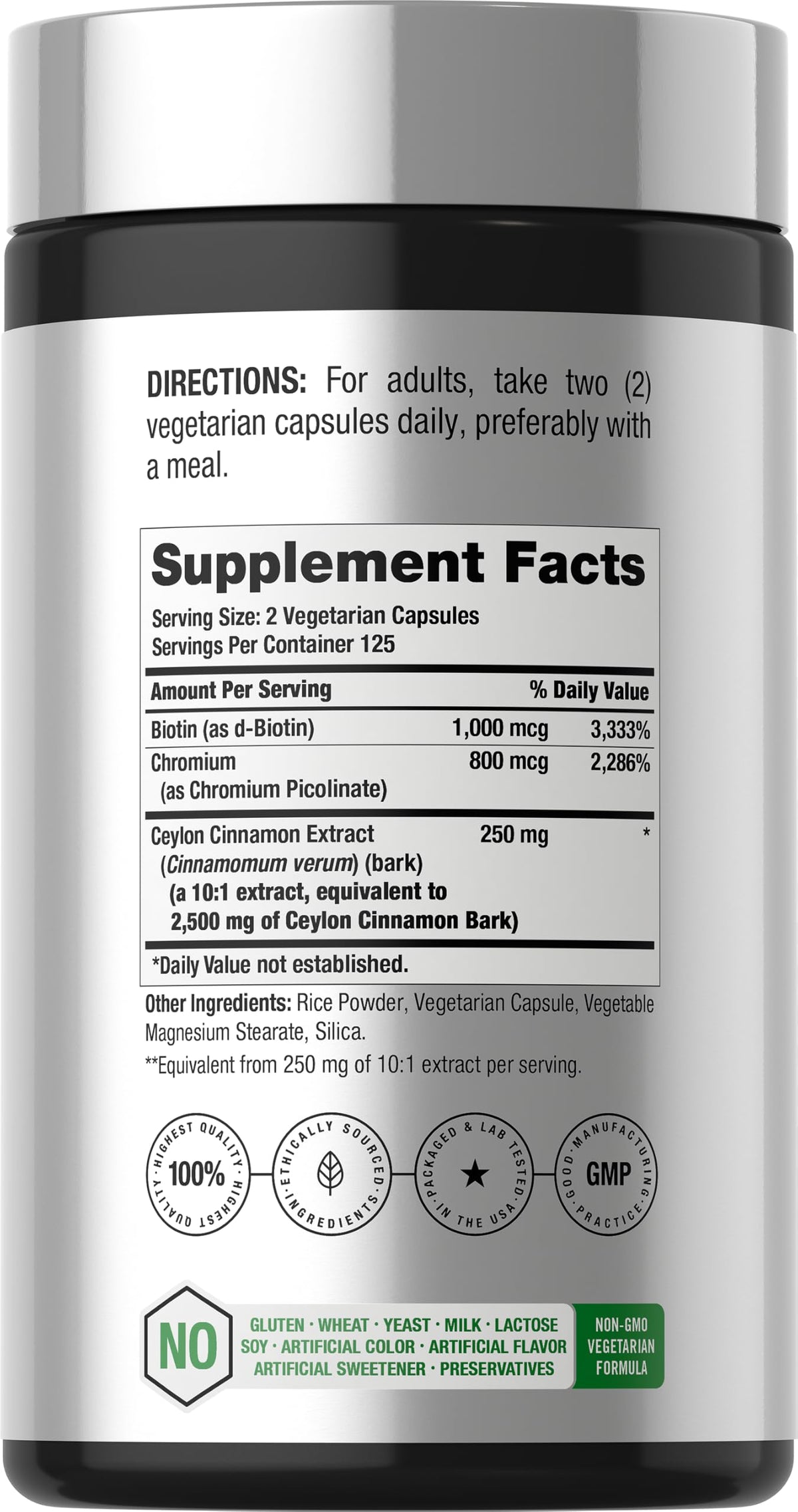 Cinnamon with Chromium & Biotin 250 Capsules K26964