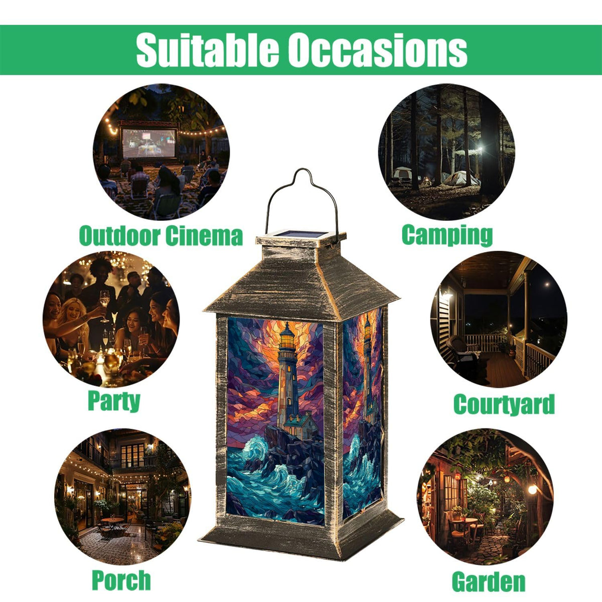 Solar Powered Waterproof Outdoor Hanging Lantern V5369