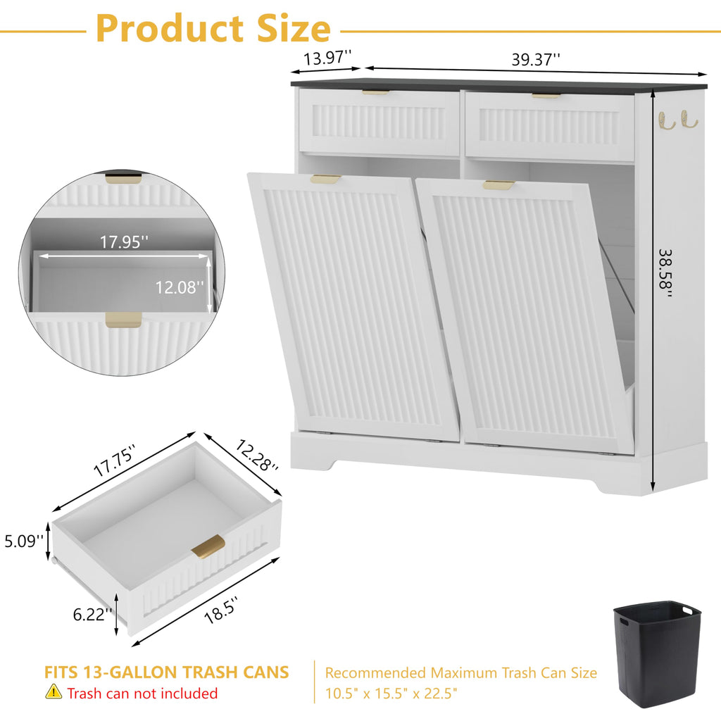 13 Gallon Tilt Out Trash Can Cabinet with Drawer E630400