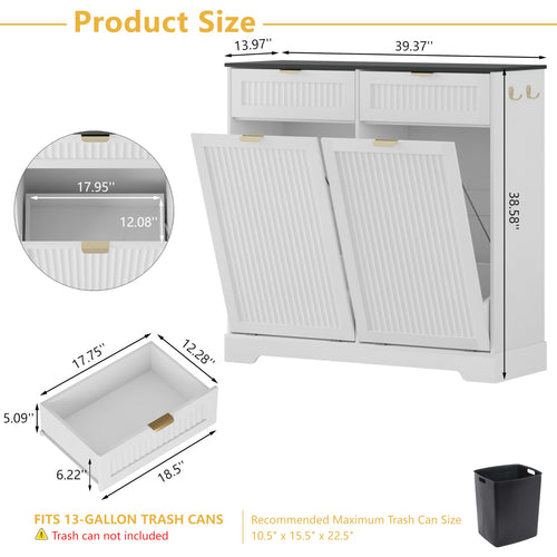13 Gallon Tilt Out Trash Can Cabinet with Drawer E630400