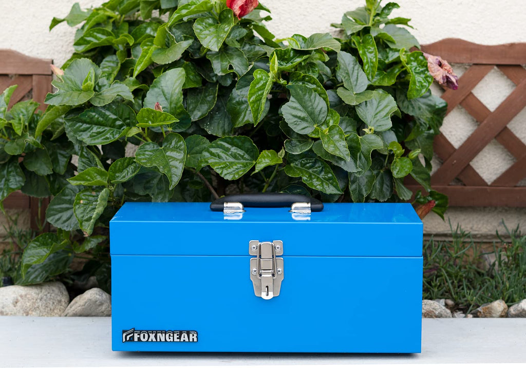 16" Steel Heavy-duty Tool Box with Metal Latch and Handle Blue F979