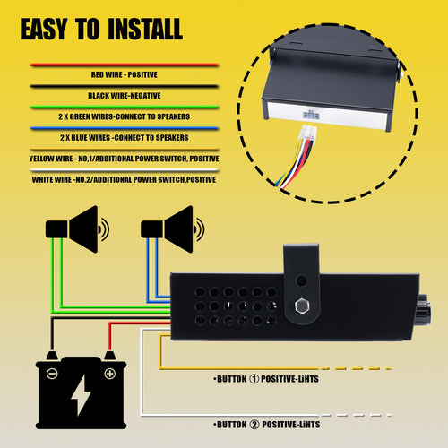 12V 400W 9 Tones Emergency Siren PA System with Microphone G7667