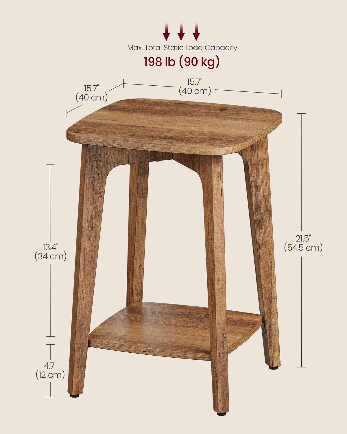 2-Tier Small Square Side Table Set of 2 T1752