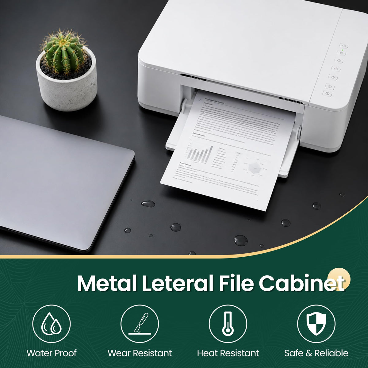 4 Drawer Black Metal File Cabinet S650