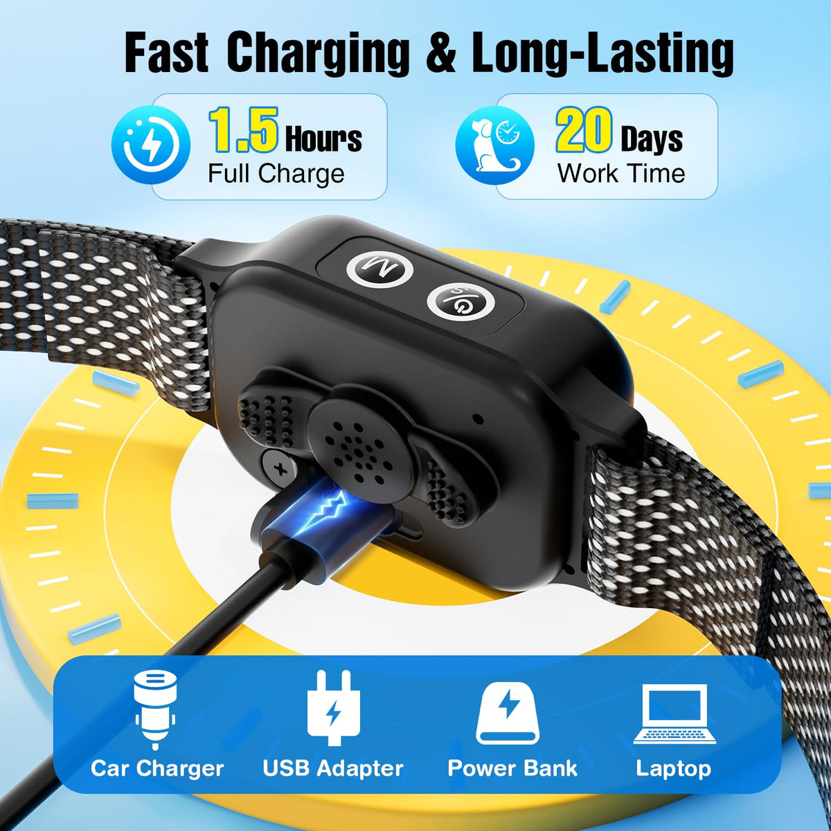 2 Pack Rechargeable Dog Bark Collar with Beep Vibration G1785