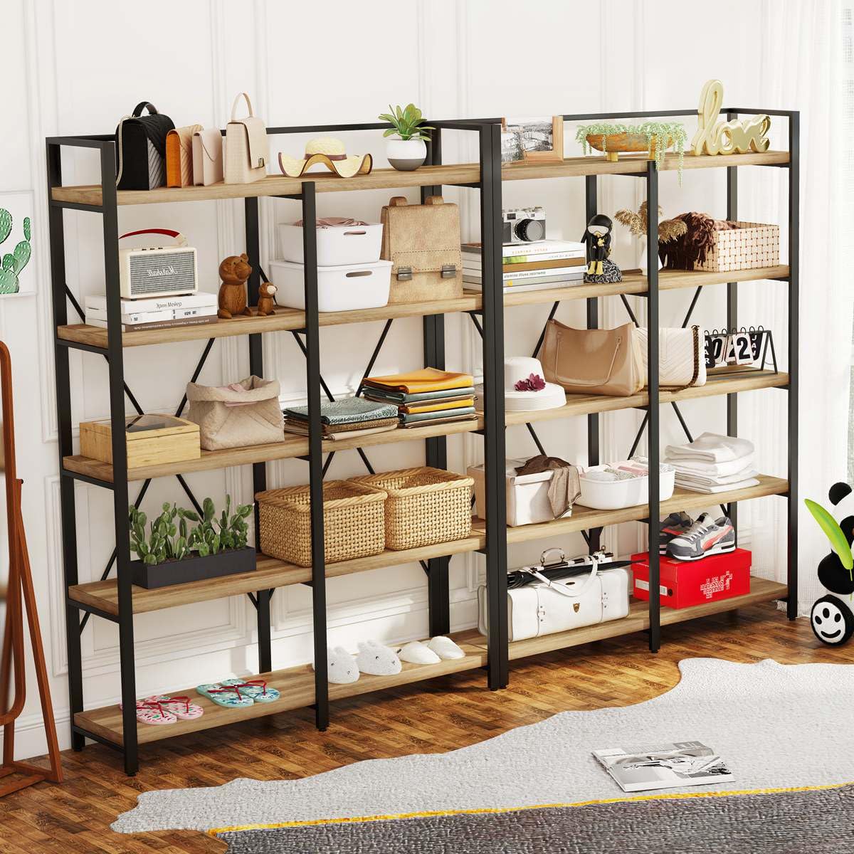 5 Tier Wood and Metal Bookshelf D1198